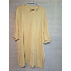 Carribean 4X‎ Silk Blend Light Yellow Textured Pullover Short Sleeve Shirt